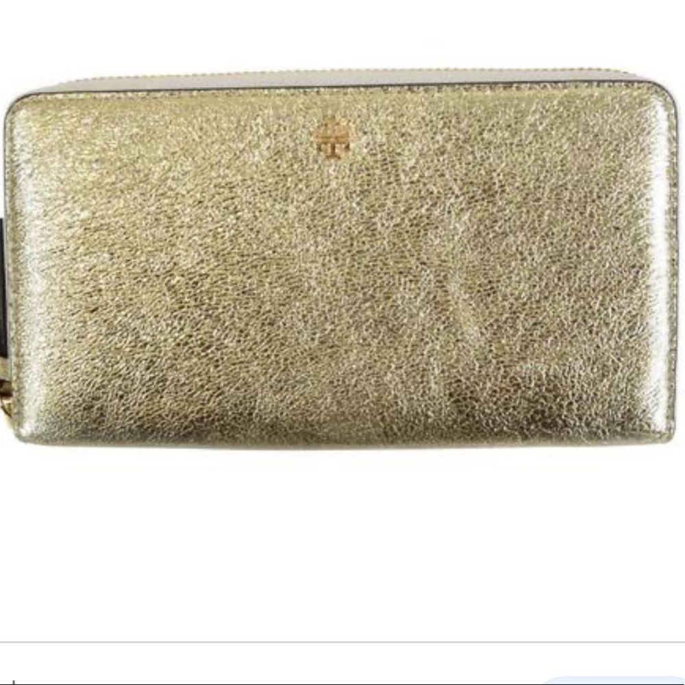 Tory Burch Crinkle Metallic Zip Continental